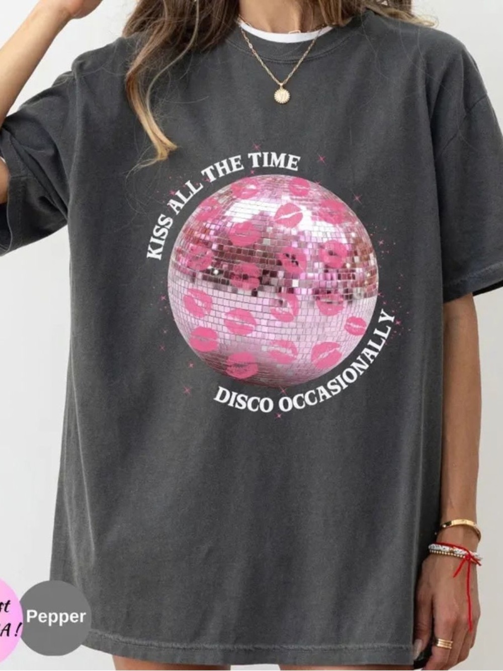 Comfort Colors Pepper Disco Ball Graphic Tee, Vintage style